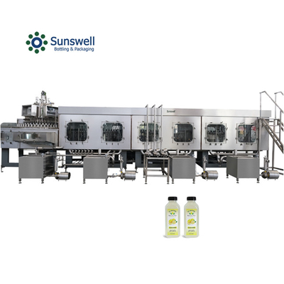 High Speed Fruit Juice Filling Machine Sanitizer Rinsing Fruit Chunk Peristaltic Weighting Bottling Sealing Monoblock