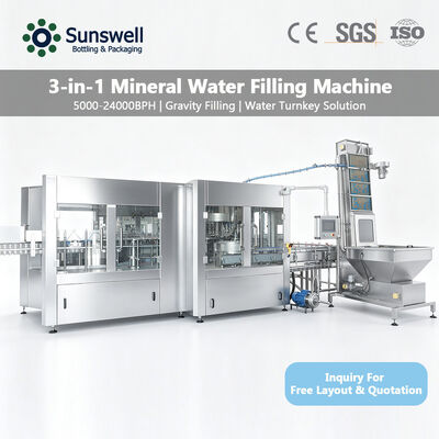 高速 24000bph 500ml ミネラルウォーターボトルライン 完全な水補給設備