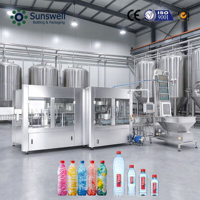 自動 24000BPH 500ml 純水ボトル生産ライン 洗浄 充填 蓋 ユニット